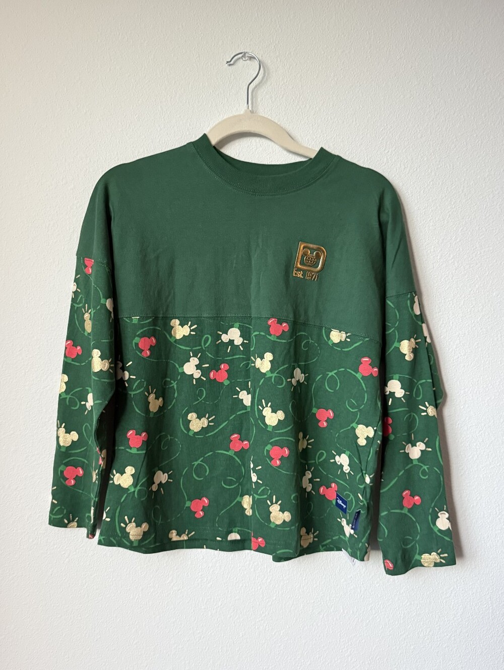 Kids Green Mickey Mouse Pattern Long-Sleeve Jersey